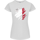 Torn Malta Flag Maltese Day Football Womens Petite Cut T-Shirt White