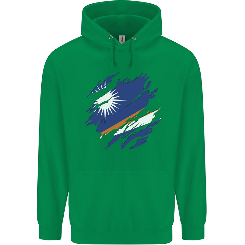 Torn Marshall Islands Flag Day Football Childrens Kids Hoodie Irish Green