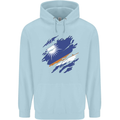 Torn Marshall Islands Flag Day Football Childrens Kids Hoodie Light Blue