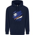 Torn Marshall Islands Flag Day Football Childrens Kids Hoodie Navy Blue