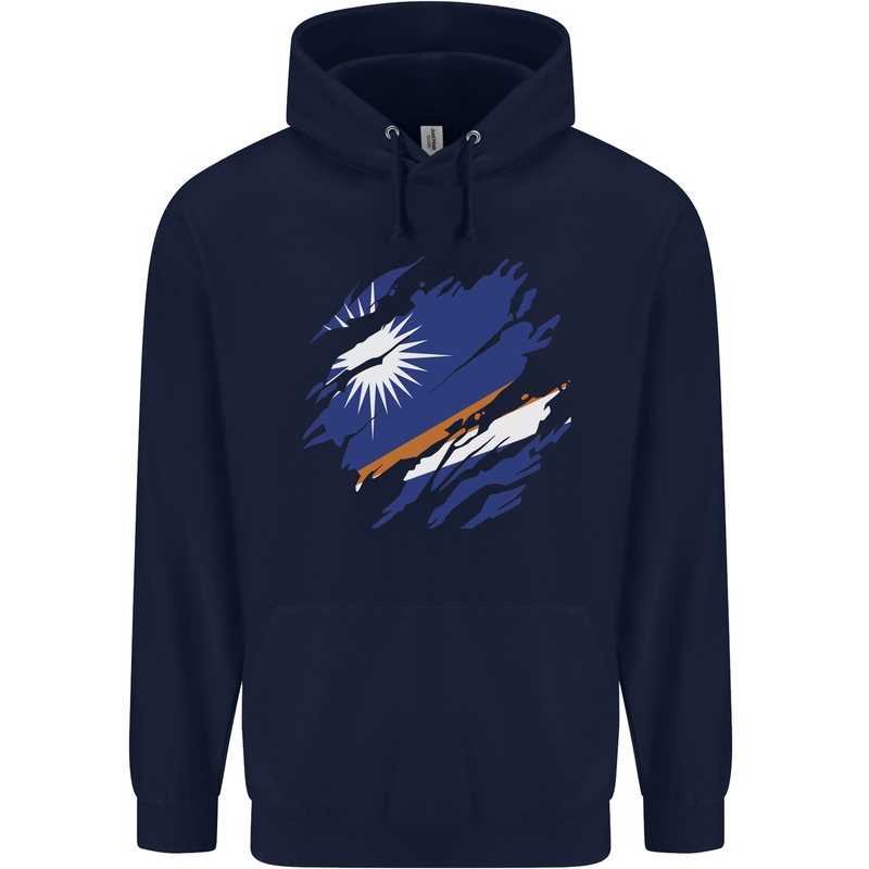Torn Marshall Islands Flag Day Football Childrens Kids Hoodie Navy Blue