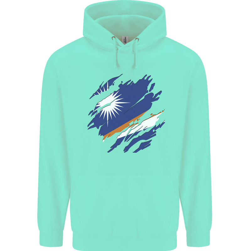 Torn Marshall Islands Flag Day Football Childrens Kids Hoodie Peppermint