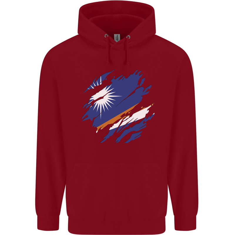 Torn Marshall Islands Flag Day Football Childrens Kids Hoodie Red
