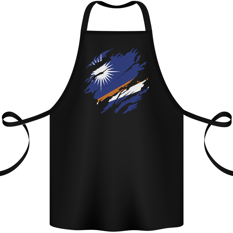 Torn Marshall Islands Flag Day Football Cotton Apron 100% Organic Black