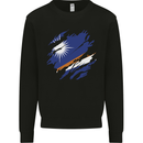 Torn Marshall Islands Flag Day Football Kids Sweatshirt Jumper Black