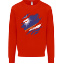 Torn Marshall Islands Flag Day Football Kids Sweatshirt Jumper Bright Red