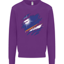 Torn Marshall Islands Flag Day Football Kids Sweatshirt Jumper Purple