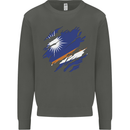 Torn Marshall Islands Flag Day Football Kids Sweatshirt Jumper Storm Grey