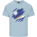Torn Marshall Islands Flag Day Football Kids T-Shirt Childrens Light Blue