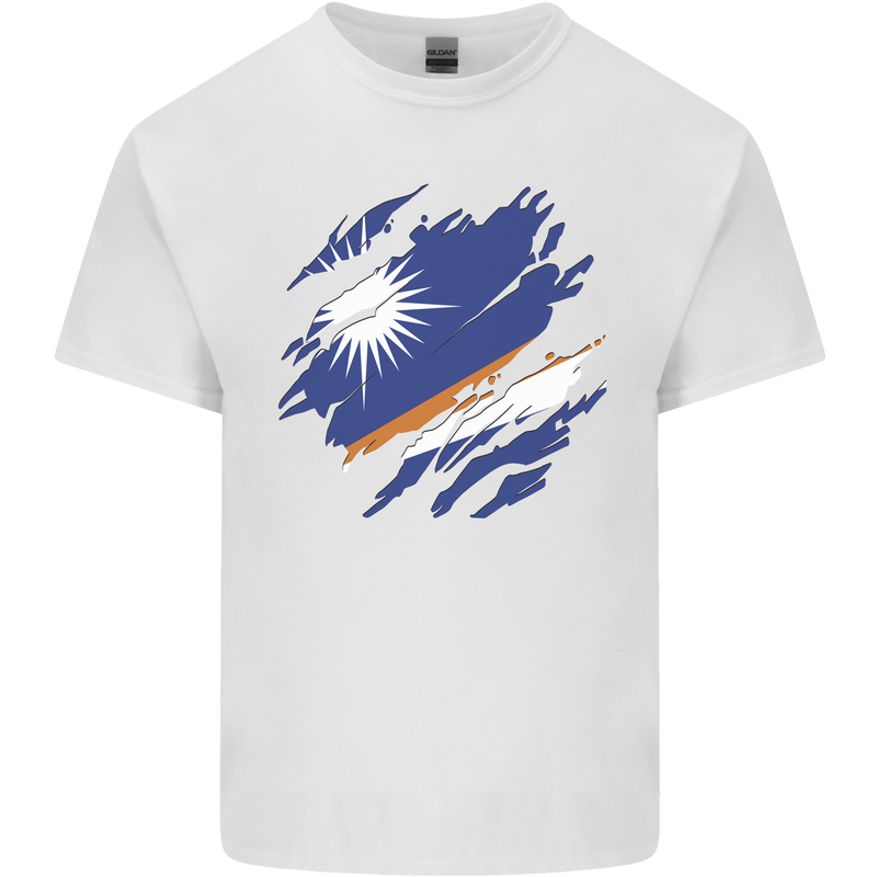 Torn Marshall Islands Flag Day Football Kids T-Shirt Childrens White
