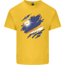 Torn Marshall Islands Flag Day Football Kids T-Shirt Childrens Yellow
