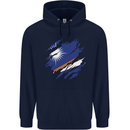 Torn Marshall Islands Flag Day Football Mens 80% Cotton Hoodie Navy Blue