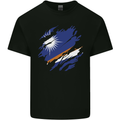 Torn Marshall Islands Flag Day Football Mens Cotton T-Shirt Tee Top Black