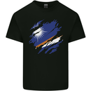 Torn Marshall Islands Flag Day Football Mens Cotton T-Shirt Tee Top Black