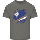 Torn Marshall Islands Flag Day Football Mens Cotton T-Shirt Tee Top Charcoal