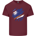 Torn Marshall Islands Flag Day Football Mens Cotton T-Shirt Tee Top Maroon