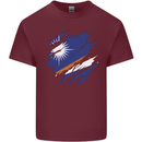 Torn Marshall Islands Flag Day Football Mens Cotton T-Shirt Tee Top Maroon