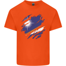 Torn Marshall Islands Flag Day Football Mens Cotton T-Shirt Tee Top Orange