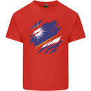 Torn Marshall Islands Flag Day Football Mens Cotton T-Shirt Tee Top Red