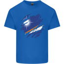 Torn Marshall Islands Flag Day Football Mens Cotton T-Shirt Tee Top Royal Blue