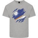 Torn Marshall Islands Flag Day Football Mens Cotton T-Shirt Tee Top Sports Grey