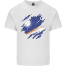 Torn Marshall Islands Flag Day Football Mens Cotton T-Shirt Tee Top White