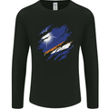 Torn Marshall Islands Flag Day Football Mens Long Sleeve T-Shirt Black