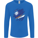 Torn Marshall Islands Flag Day Football Mens Long Sleeve T-Shirt Royal Blue