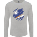 Torn Marshall Islands Flag Day Football Mens Long Sleeve T-Shirt Sports Grey