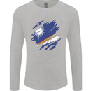 Torn Marshall Islands Flag Day Football Mens Long Sleeve T-Shirt Sports Grey