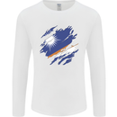 Torn Marshall Islands Flag Day Football Mens Long Sleeve T-Shirt White