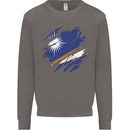 Torn Marshall Islands Flag Day Football Mens Sweatshirt Jumper Charcoal