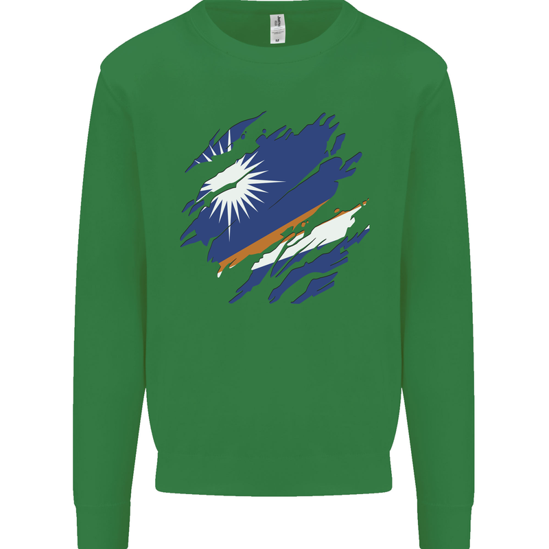 Torn Marshall Islands Flag Day Football Mens Sweatshirt Jumper Irish Green