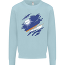 Torn Marshall Islands Flag Day Football Mens Sweatshirt Jumper Light Blue