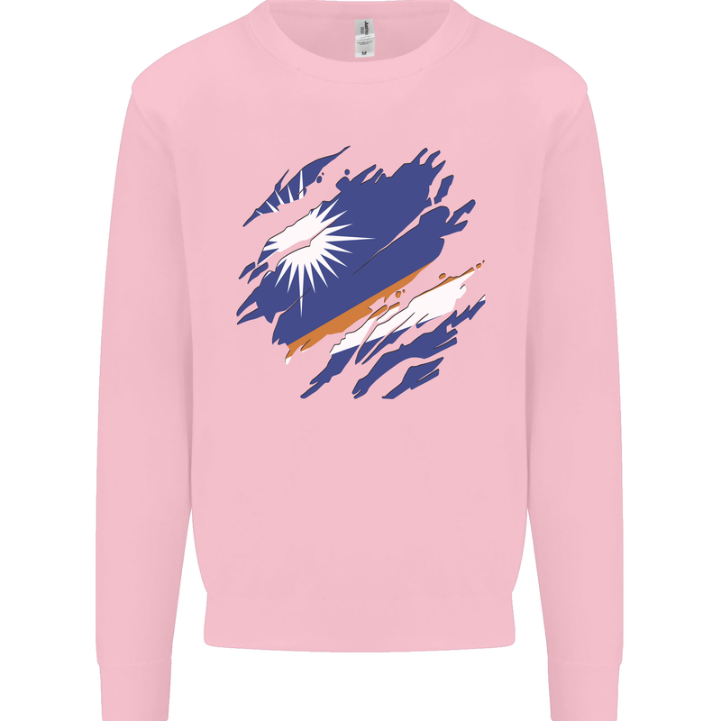 Torn Marshall Islands Flag Day Football Mens Sweatshirt Jumper Light Pink