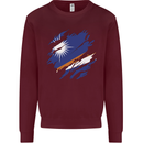 Torn Marshall Islands Flag Day Football Mens Sweatshirt Jumper Maroon