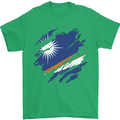 Torn Marshall Islands Flag Day Football Mens T-Shirt 100% Cotton Irish Green