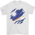 Torn Marshall Islands Flag Day Football Mens T-Shirt 100% Cotton White