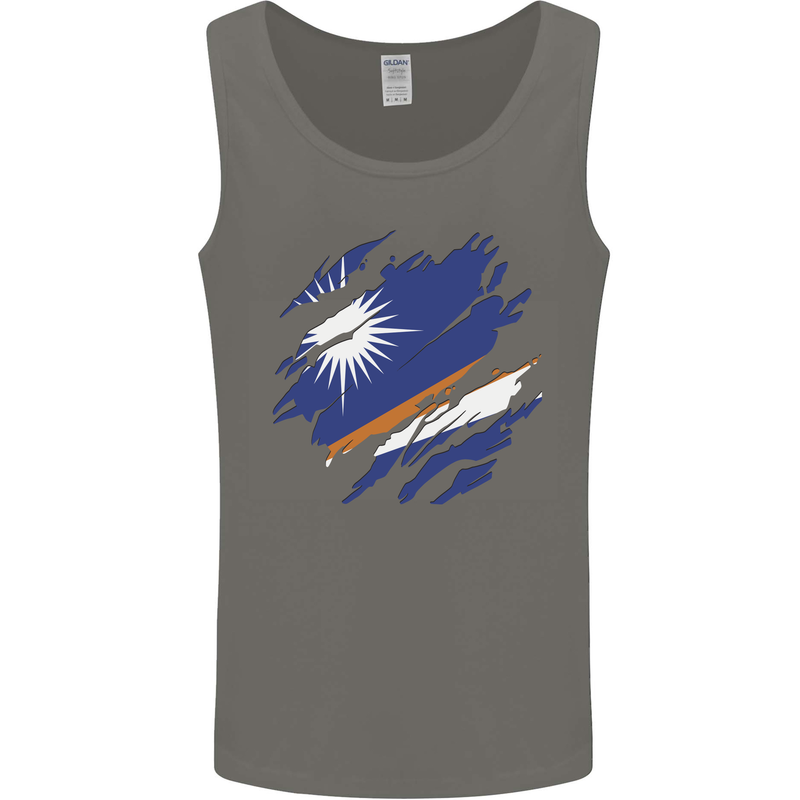 Torn Marshall Islands Flag Day Football Mens Vest Tank Top Charcoal