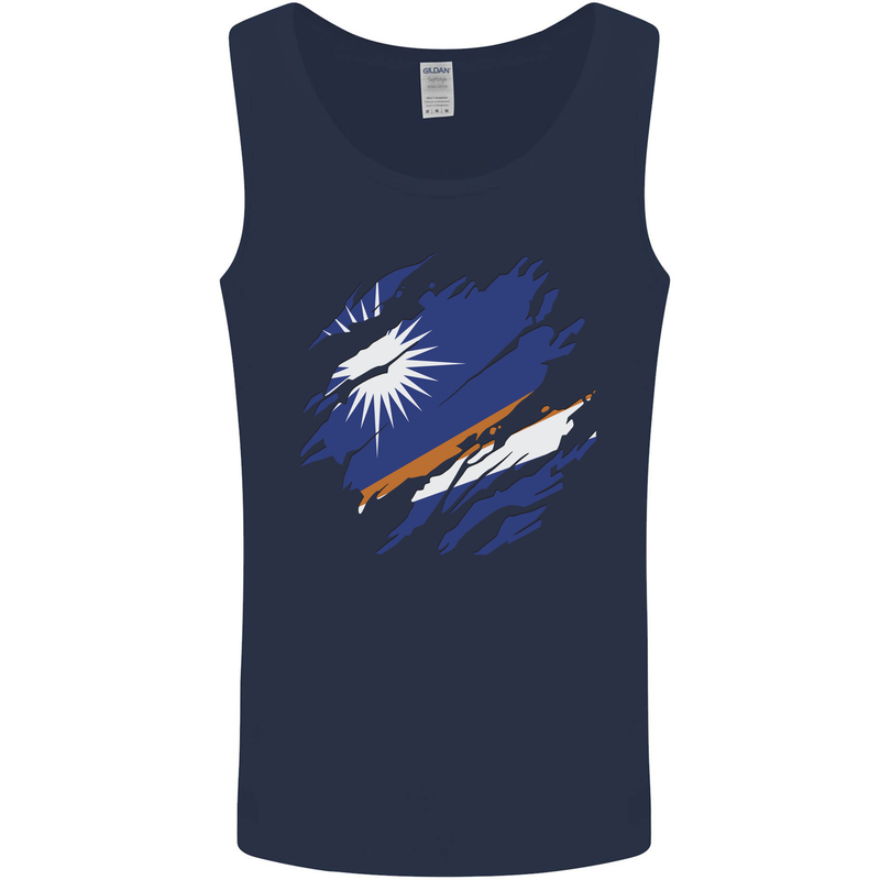 Torn Marshall Islands Flag Day Football Mens Vest Tank Top Navy Blue