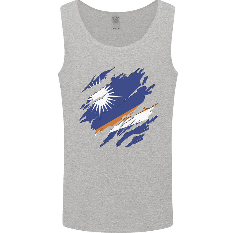 Torn Marshall Islands Flag Day Football Mens Vest Tank Top Sports Grey