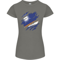 Torn Marshall Islands Flag Day Football Womens Petite Cut T-Shirt Charcoal