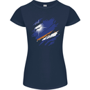 Torn Marshall Islands Flag Day Football Womens Petite Cut T-Shirt Navy Blue