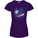 Torn Marshall Islands Flag Day Football Womens Petite Cut T-Shirt Purple