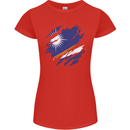 Torn Marshall Islands Flag Day Football Womens Petite Cut T-Shirt Red