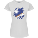 Torn Marshall Islands Flag Day Football Womens Petite Cut T-Shirt White