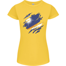 Torn Marshall Islands Flag Day Football Womens Petite Cut T-Shirt Yellow