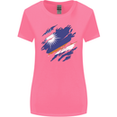 Torn Marshall Islands Flag Day Football Womens Wider Cut T-Shirt Azalea