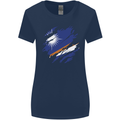 Torn Marshall Islands Flag Day Football Womens Wider Cut T-Shirt Navy Blue