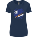 Torn Marshall Islands Flag Day Football Womens Wider Cut T-Shirt Navy Blue